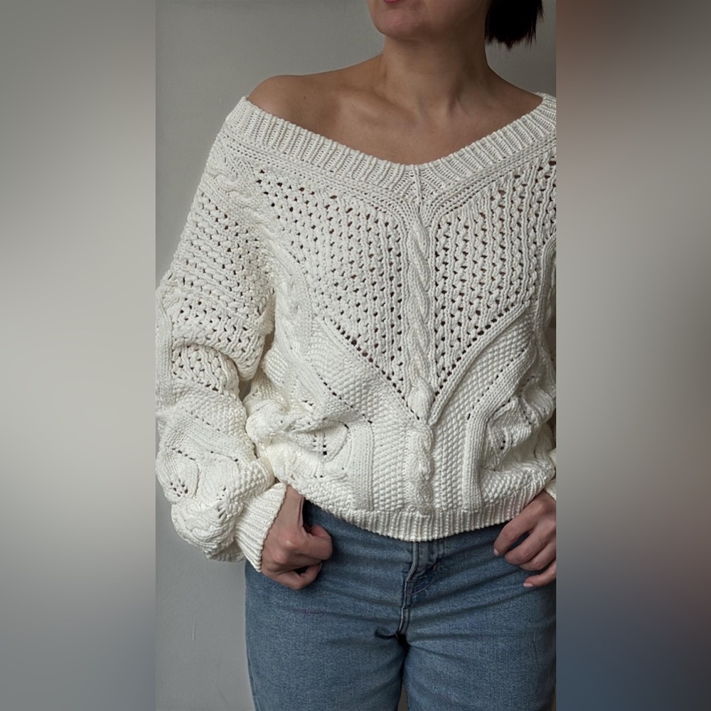 The Limited Cream Off-Shoulder Sweater